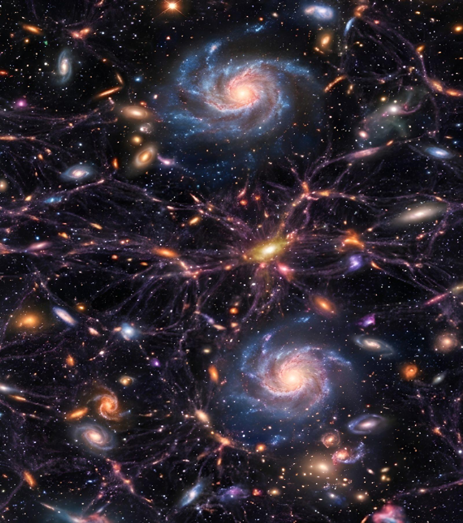 Illustration of galaxies and the cosmic web